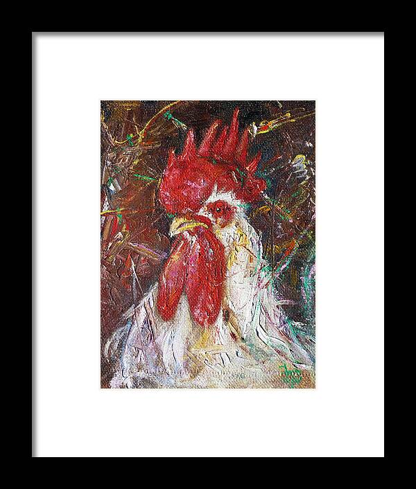 Farm Framed Print featuring the painting Rooster by Irek Szelag