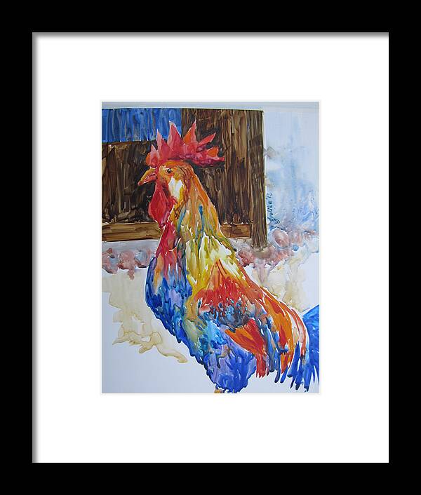 Rooster Framed Print featuring the painting Rooster by Jyotika Shroff