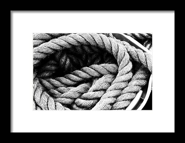Rope Framed Print featuring the photograph Rope Black and White by Cathy Anderson