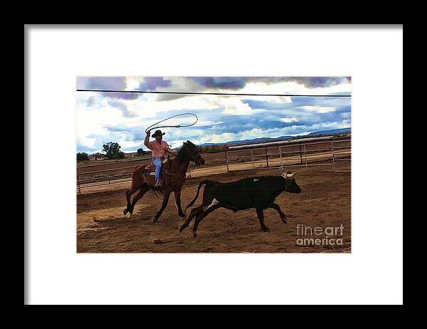 Cowboy Framed Print featuring the photograph Roping by Tommy Anderson