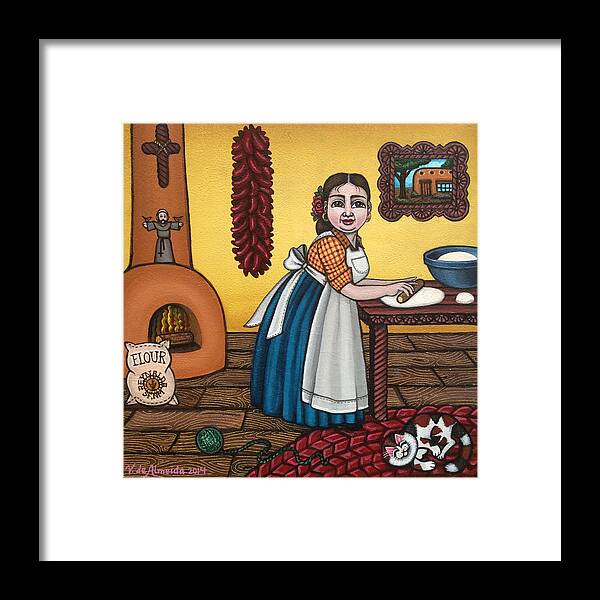 Cook Framed Print featuring the painting Rosas Kitchen by Victoria De Almeida