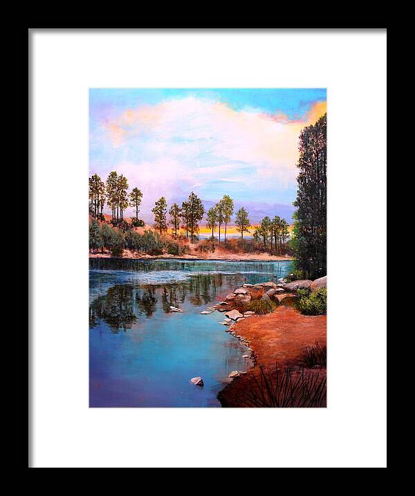 Canyon Framed Print featuring the painting Rose Canyon Lake 2 by M Diane Bonaparte