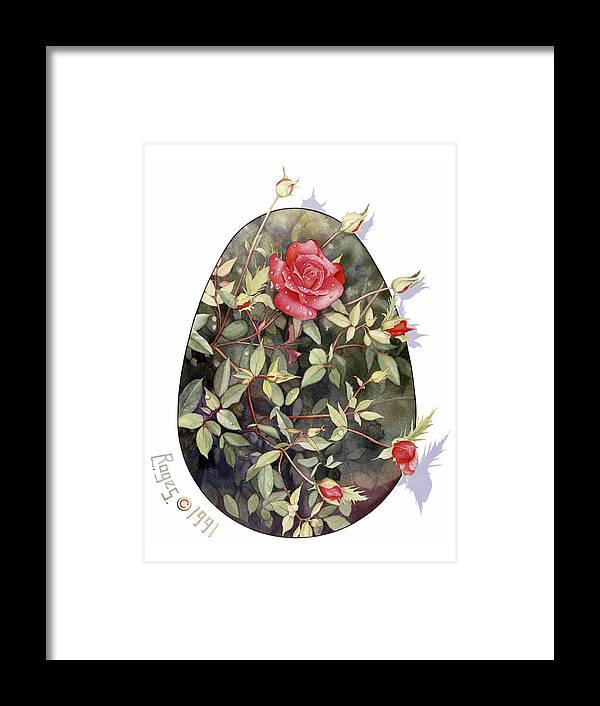 Red Framed Print featuring the painting Rose by Roger Snyder
