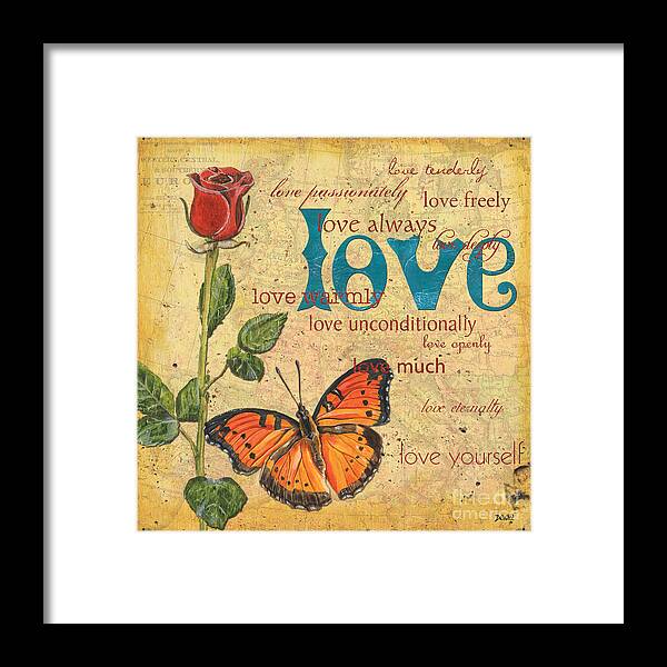 Inspirational Framed Print featuring the mixed media Roses and Butterflies 2 by Debbie DeWitt