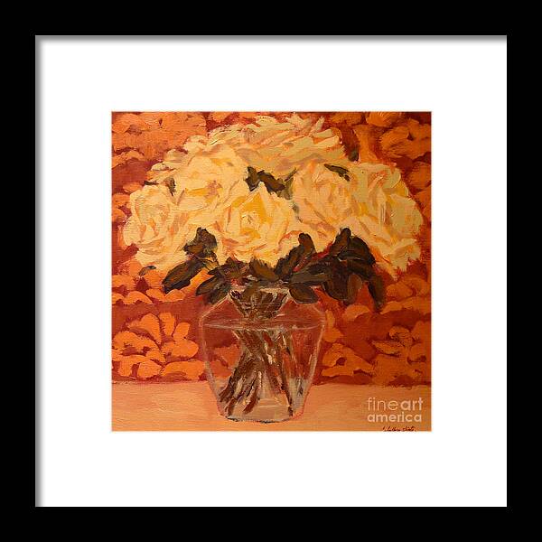 Flowers Framed Print featuring the painting Roses by Monica Elena