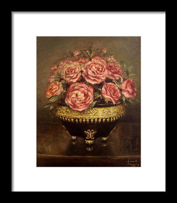 Roses Framed Print featuring the painting Roses of Luang Prabang by Sompaseuth Chounlamany