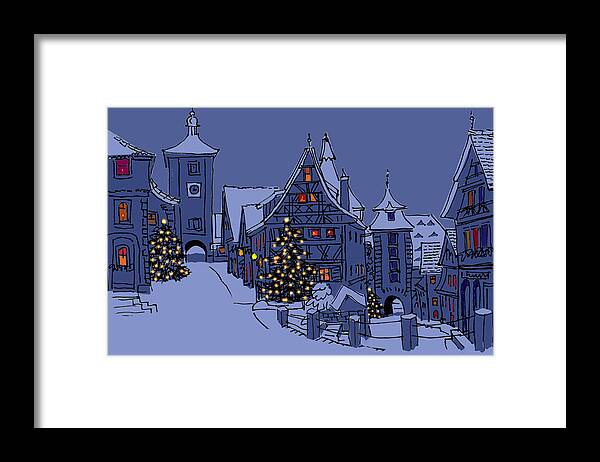 Rothenburg Framed Print featuring the painting Rothenburg Ob Der Tauber by Mary Helmreich