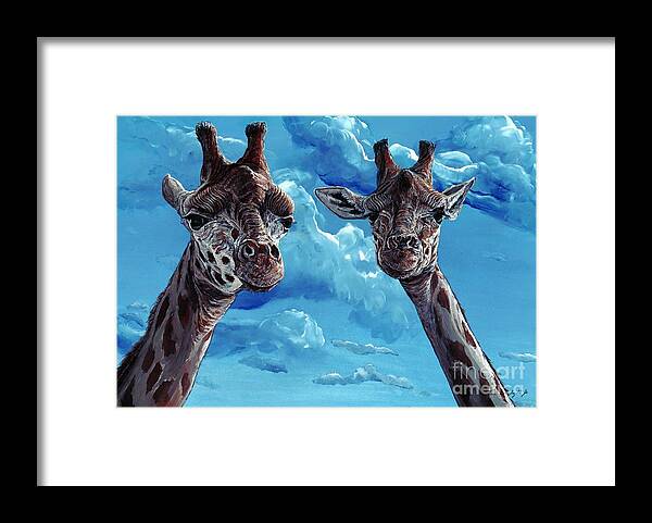 Giraffe Framed Print featuring the painting Rothschild Giraffe by Tom Blodgett Jr