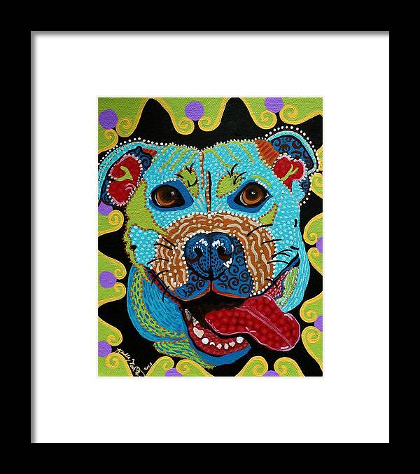 Dog Framed Print featuring the painting Joyful Pup from Krelly Art by Kelly Nicodemus-Miller
