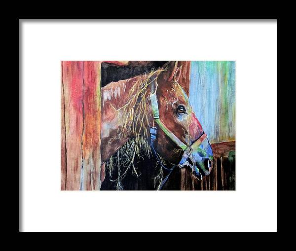Horse Framed Print featuring the painting Rough Night by Maris Sherwood