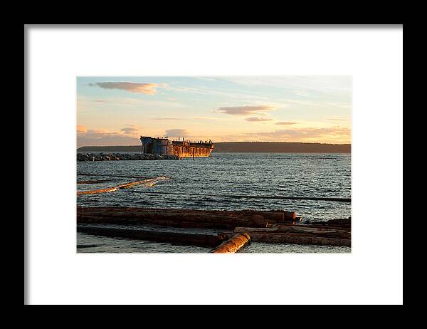  Boats Framed Print featuring the photograph Rough Water Hulk by Darren Bradley