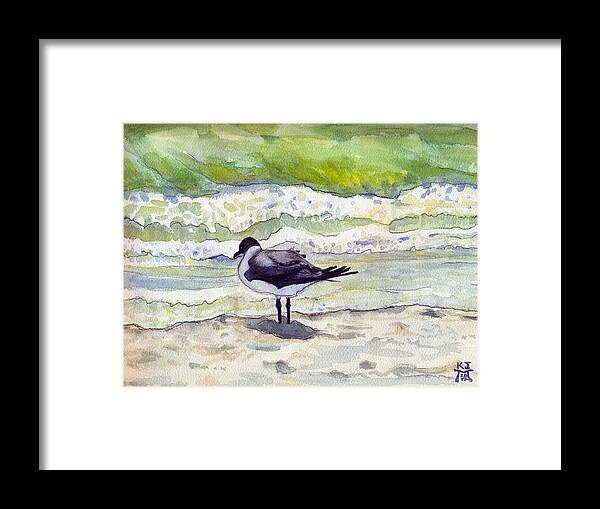 Seagull Framed Print featuring the painting Rough Waters Ahead by Katherine Miller