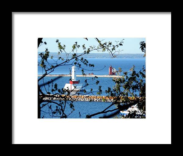 Lighthouses Framed Print featuring the photograph Round Island Lighthouse and Round Island Passage Light by Keith Stokes