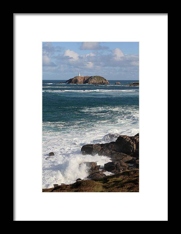 Scenics Framed Print featuring the photograph Round Island Lighthouse, Isles Of Scilly by Anthony Collins