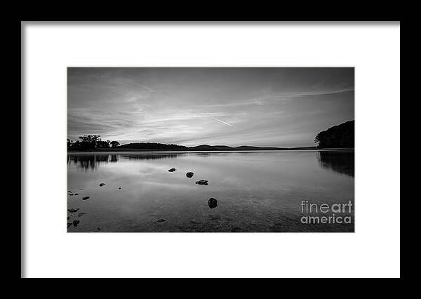 Round Valley At Dawn Framed Print featuring the photograph Round Valley at Dawn bw by Michael Ver Sprill