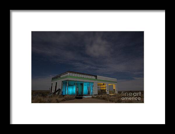 Light Painting Framed Print featuring the photograph Route 66 Full Service by Keith Kapple