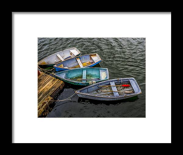 Row Boats Framed Print featuring the photograph Row Boats At Dock by David Kay