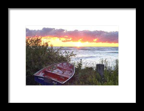 Rowboat Framed Print featuring the photograph Rowboat at Sunrise by Steve Somerville