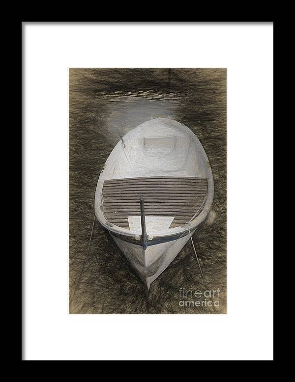 Rowing Framed Print featuring the photograph Rowing Boat in the port by Perry Van Munster