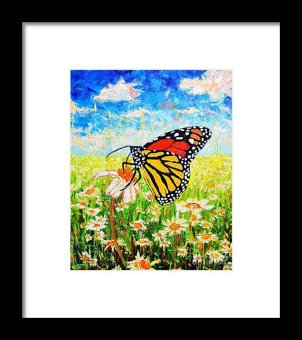 Butterfly Framed Print featuring the painting Royal Monarch Butterfly In Daisies by Ana Maria Edulescu