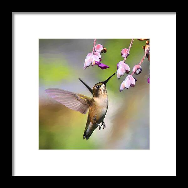 Hummingbird Framed Print featuring the photograph Ruby-throated Hummingbird - Digital Art by Travis Truelove