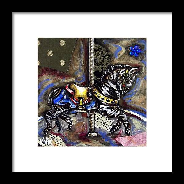 Carousel Framed Print featuring the mixed media Ruby's Zebra by Katia Von Kral