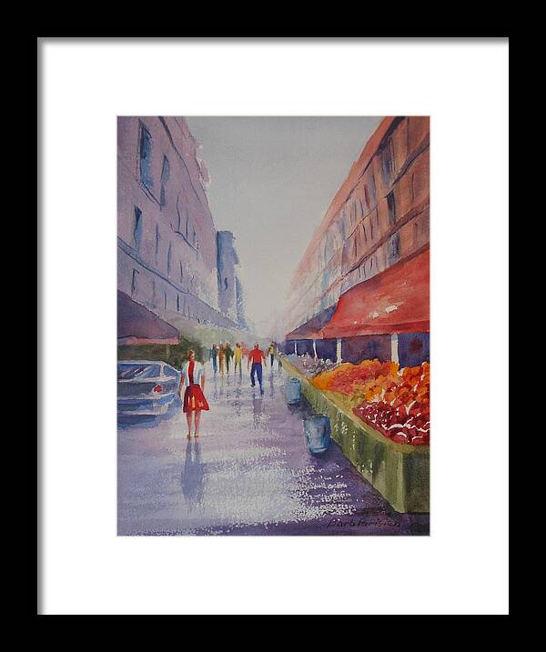 Rue Cler Framed Print featuring the painting Rue Cler Morning by Barbara Parisien