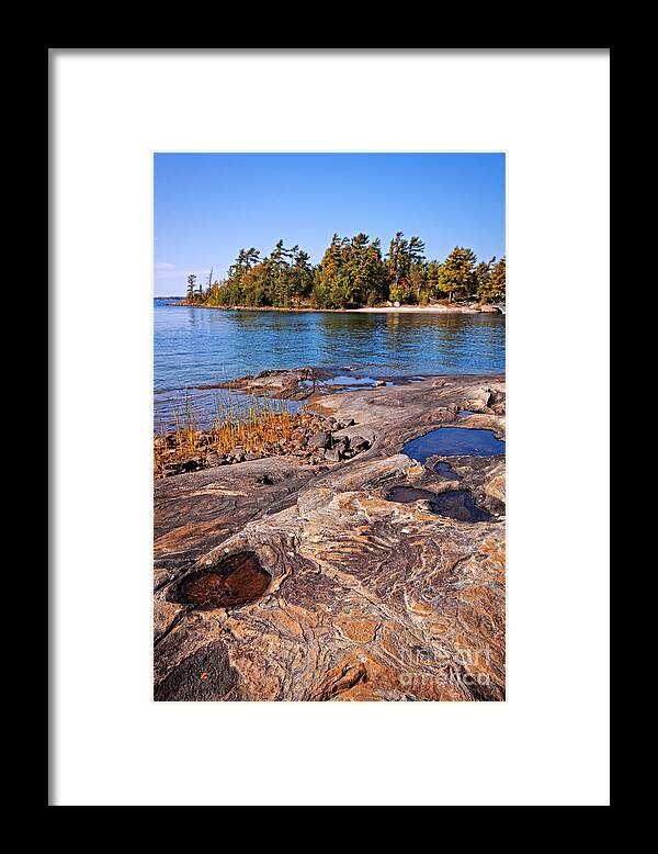 Georgian Bay Framed Print featuring the photograph Rugged Island Beach by Charline Xia