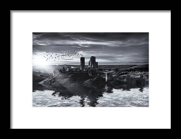 Landscape Framed Print featuring the photograph Ruins on the water landscape by Simon Bratt