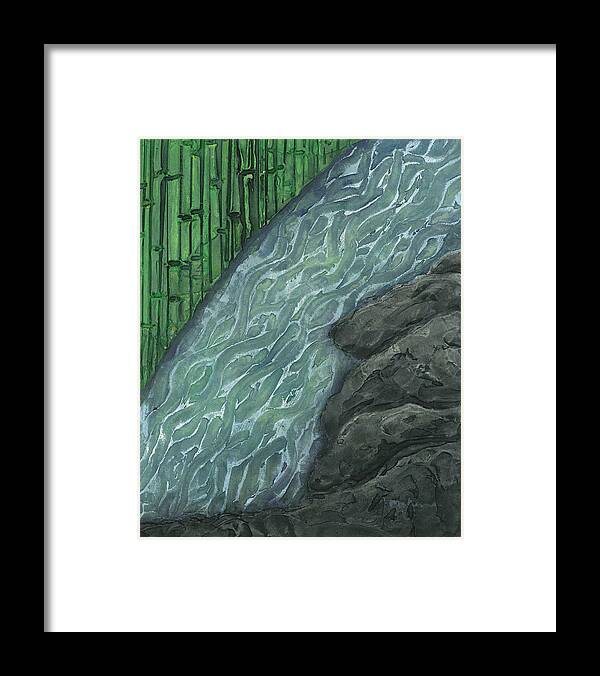 Japan Framed Print featuring the painting Running Stream by Carrie MaKenna