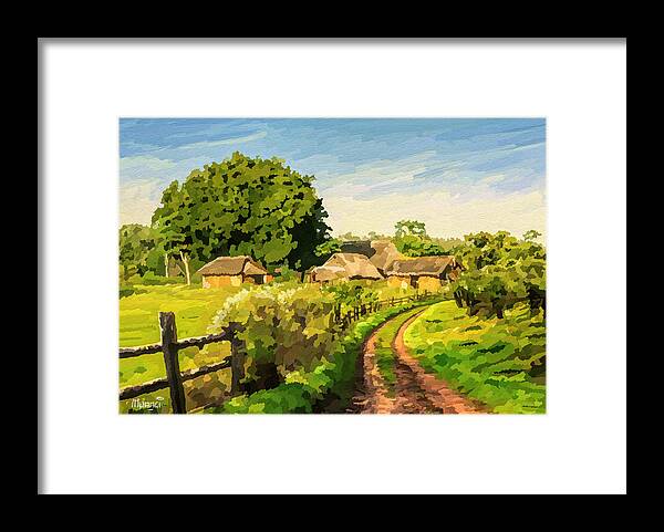 Countryside Framed Print featuring the painting Rural Home by Anthony Mwangi