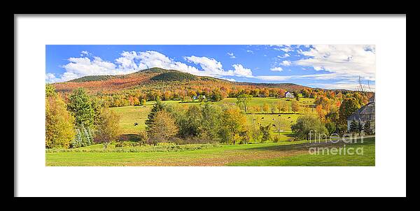 Autumn Framed Print featuring the photograph Rural New England Autumn panorama by Ken Brown