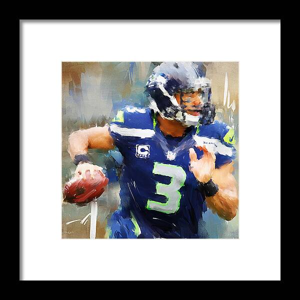 Russell Wilson Framed Print featuring the painting Russell Wilson by Lourry Legarde