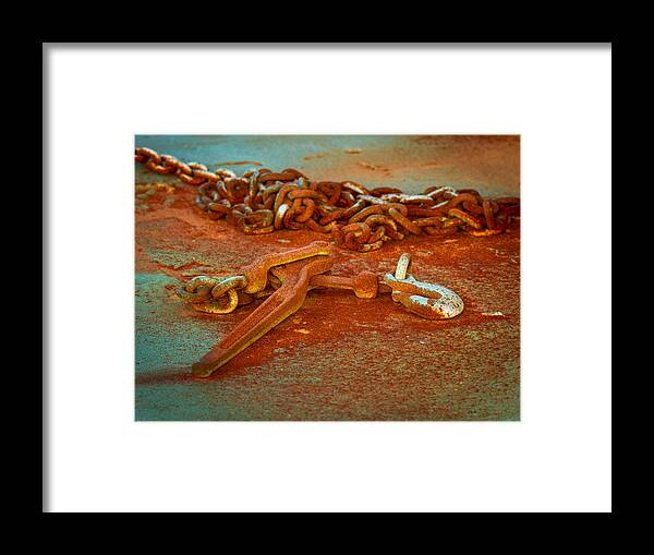 Rusty Chains Framed Print featuring the photograph Rust as Art by Jean Noren