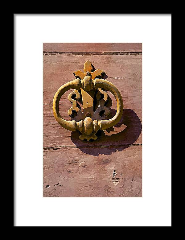 Canvas Framed Print featuring the photograph Rusted Door Knocker of Tuscany by David Letts