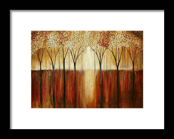 Textured Painting Framed Print featuring the painting Rustic Forest by Lauren Marems