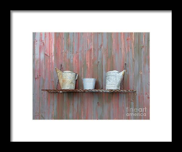 Shelf Framed Print featuring the photograph Rustic Garden Shelf by Ann Horn