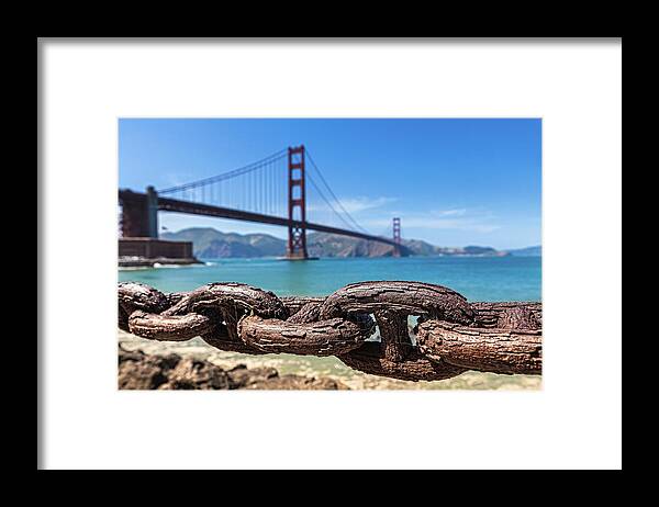 Tranquility Framed Print featuring the photograph Rusty Chains At Golden Gate Bridge, San by Daniel Osterkamp