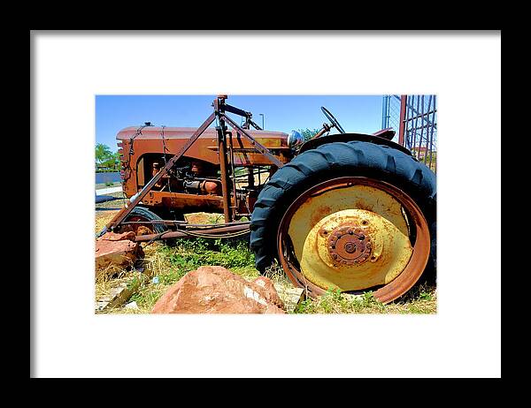 Tractor Framed Print featuring the photograph Rusty Vintage Tractor by Nancy Jenkins
