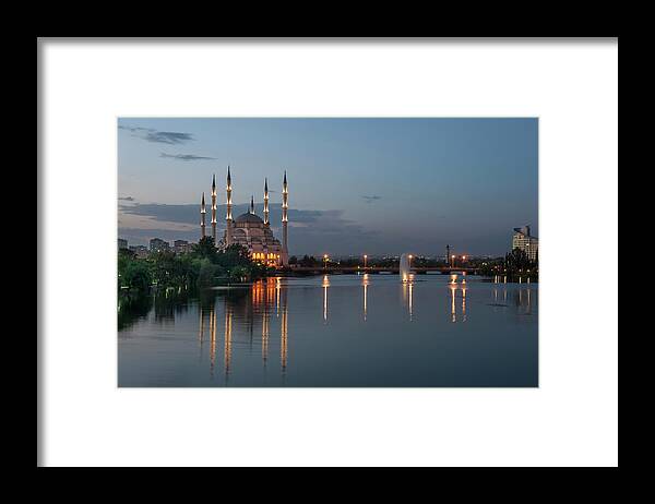 Tranquility Framed Print featuring the photograph Sabanci Central Mosque In Adana by Izzet Keribar