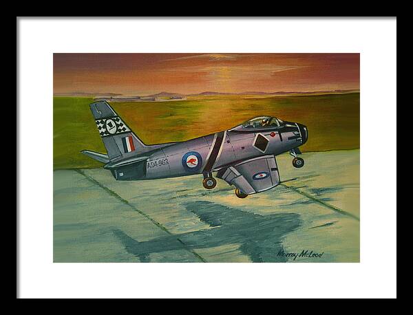 Aviation Art Framed Print featuring the painting Sabre at Sunset by Murray McLeod