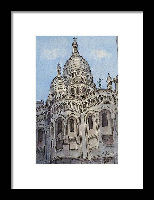 Architecture Framed Print featuring the painting Sacre Coeur II by Henrieta Maneva