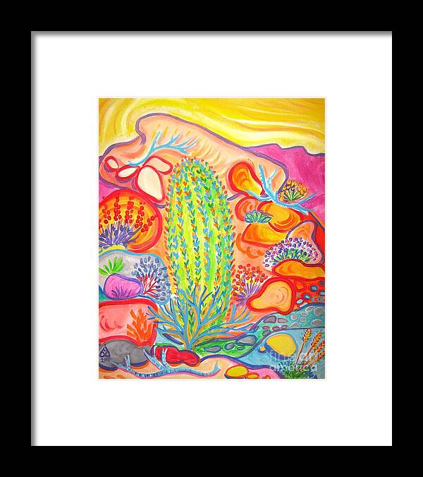 Arizona Painting Framed Print featuring the painting Sacred Cactus by Rachel Houseman