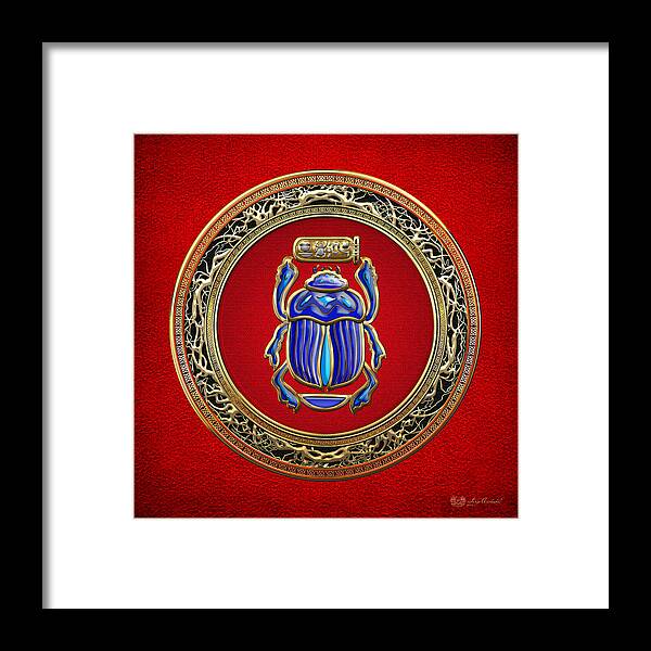'treasure Trove' Collection By Serge Averbukh Framed Print featuring the digital art Sacred Egyptian Scarab by Serge Averbukh