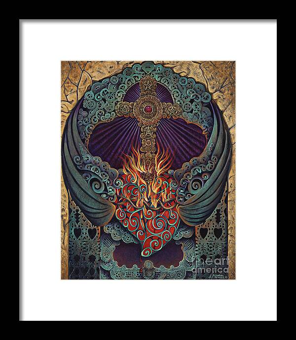 Sacred Framed Print featuring the painting Sacred Heart by Ricardo Chavez-Mendez