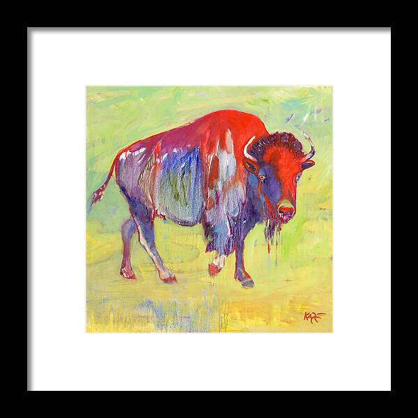 Bison Framed Print featuring the painting Sacred Warrior by Kate Dardine