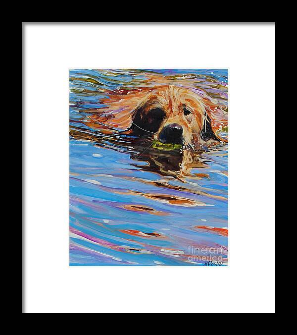 Golden Retriever Framed Print featuring the painting Sadie Has A Ball by Molly Poole