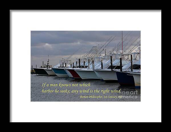 Words To Live By Framed Print featuring the photograph Safe Harbor by Gene Bleile Photography 