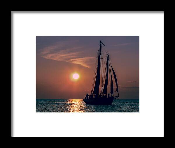 Waterscape Framed Print featuring the photograph Sailboat at Sunset by Terry Ann Morris