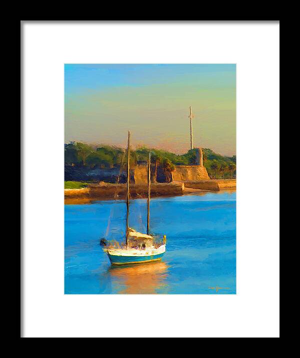 Sailboat Framed Print featuring the painting DA147 Sailboat by Daniel Adams by Daniel Adams